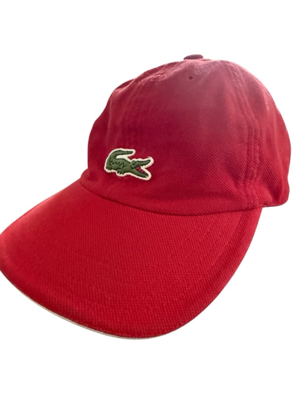 Lacoste Kids Adjustable Red Baseball Cap with Green Croc Logo